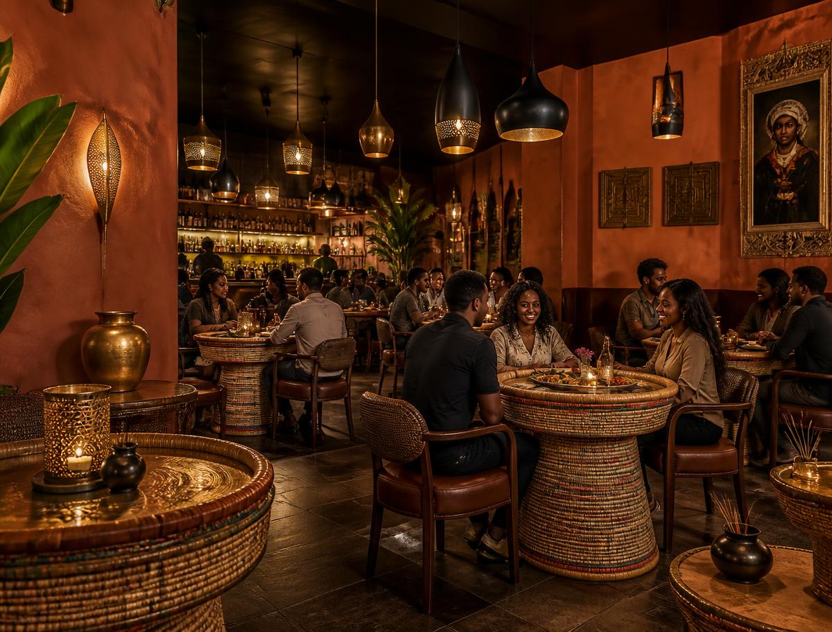 The welcoming dining room at Alhabasha Restaurent